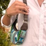 Ancient Wisdom Jacquard Bold Greens with Brown Strap Hobo Bag - Image 2