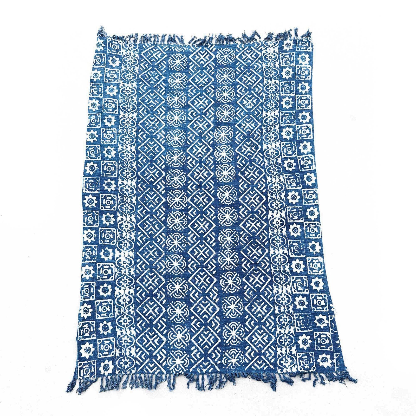 bG9jYWw6Ly9tZWRpYS8xRy9HRS82MFIzMEMxRzZSV0tHRTFHLzczNzljZTZiLmpwZWc.jpg Ancient Wisdom Handmade Cotton Indigo Throw (170x120cm) – Desi Stripes - Image 1