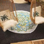 Ancient Wisdom Large Mandala Roundy Wall Art Spread (180cm) - Yellow & Blue - Image 4