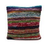 Ancient Wisdom Cotton Rag Rug Cushion Cover – Aqua Blues