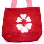 Ancient Wisdom Maroon Flower Design Natural Tye-Dye Cotton Bag with Pink Handle - Image 5