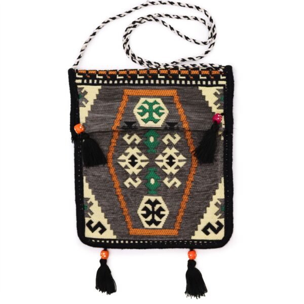 Ancient Wisdom Pale Grey Kilim Festival Messenger Bag