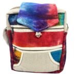 Ancient Wisdom Tie-Dye Hemp Messegner Bag with Two Zips & Flap