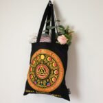 Ancient Wisdom Iconic Black Cotton Classic Tote Bag – Luna Alchemy Wheel - Image 5