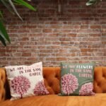 Ancient Wisdom Set of 3 'We Are Flowers' Printed Cotton Cushion Covers - Olive, Pink & Natural - Image 10