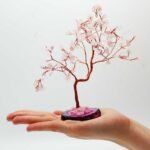 Ancient Wisdom Large Rose Quartz On Pink Agate Base (100 Stones) Gemstone Tree - Image 2