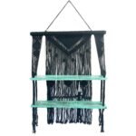 Ancient Wisdom Black Macrame Hanging Shelves - Turquoise