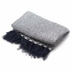 Ancient Wisdom Boho Comfort Cotton Throw (125x150cm) – Navy Zigzag - Image 4