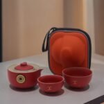 Ancient Wisdom Money Cat Teapot & Two Cups Travel Pack Set – Red