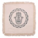 Ancient Wisdom Hamsa Mandala Cushion (60x60cm) – Cream / Green