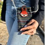 Ancient Wisdom Black & Multicolour Fox Motif Mobile Phone Holder Bag - Image 3