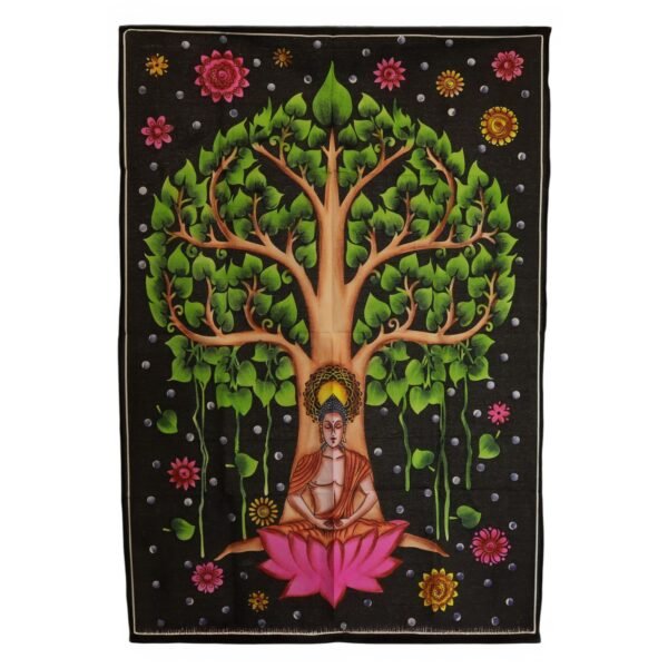 Ancient Wisdom Cotton Wall Art (70x110cm) - Buddha Bodhi Tree