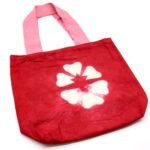 Ancient Wisdom Maroon Flower Design Natural Tye-Dye Cotton Bag with Pink Handle - Image 3