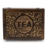 Ancient Wisdom 12 Compartment Mango Wood Carved Tea Box - Image 3