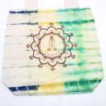 Ancient Wisdom Namaste Hands Design Natural Tye-Dye Cotton Bag with Natural Handle - Image 2