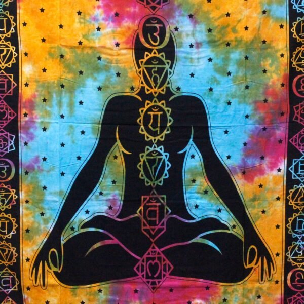 Ancient Wisdom Double Cotton Bedspread + Wall Hanging – Chakra Buddha