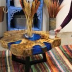 Ancient Wisdom Sky Blue Tamarind Wood & Resin Coffee Table - Image 12