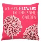 Ancient Wisdom Set of 3 'We Are Flowers' Printed Cotton Cushion Covers - Olive, Pink & Natural - Image 2