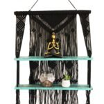 Ancient Wisdom Black Macrame Hanging Shelves - Turquoise - Image 6