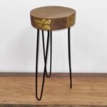 Ancient Wisdom Albasia Wood Plant Stand - Natural & Gold Detail - Image 3
