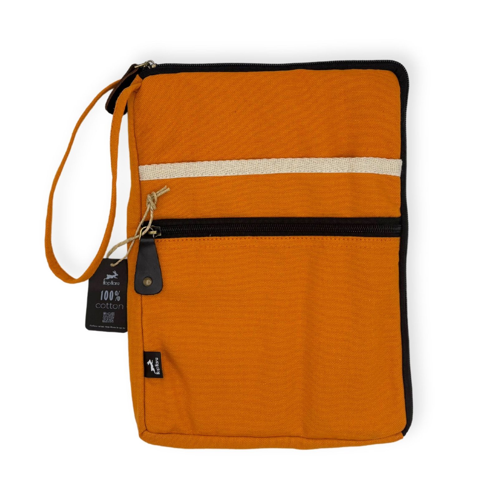 bG9jYWw6Ly9tZWRpYS8xSi9HRC82MFIzMEMxRzZXVDNHRDFKLzQ2MGVjYTFjLmpwZWc-1.jpg Hop Hare Cotton Canvas Travel Laptop Pouch – Orange - Image 1