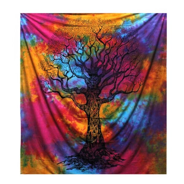 Ancient Wisdom Double Cotton Bedspread + Wall Hanging – Winter Tree