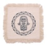 Ancient Wisdom Hamsa Mandala Cushion (45x45cm) – Cream / Green