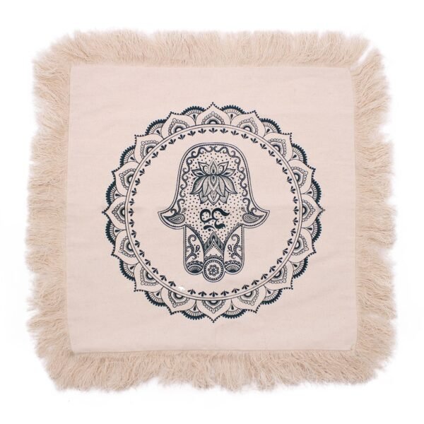 Ancient Wisdom Hamsa Mandala Cushion (45x45cm) – Cream / Green