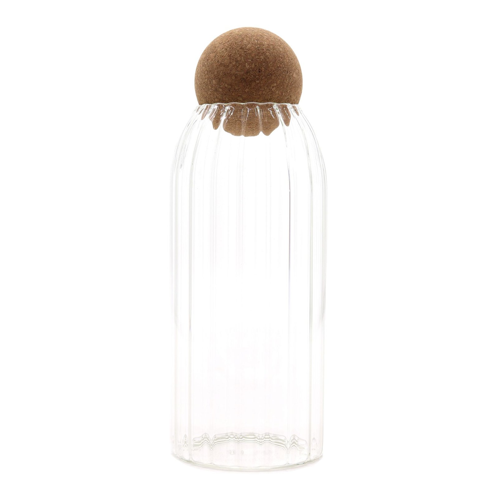bG9jYWw6Ly9tZWRpYS8xSy80Qy82MFIzMEMxSDc0UjM0QzFLL2U4MTIwZjhhLmpwZWc.jpg Ancient Wisdom Clear 20cm Cottage Cork Ball Ribbed Glass Jar - Image 1