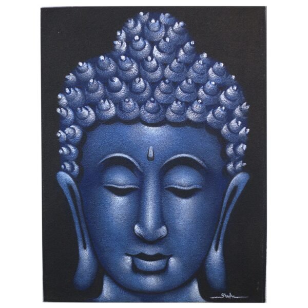 Ancient Wisdom Blue Sand Finish Buddha Painting Canvas Art