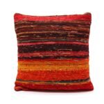 Ancient Wisdom Cotton Rag Rug Cushion Cover - Rich Reds