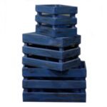 Ancient Wisdom Set of 3 Bluewash Wooden Storage Crates