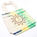 Ancient Wisdom Namaste Hands Design Natural Tye-Dye Cotton Bag with Natural Handle - Image 3