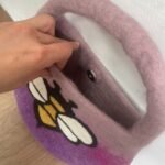 Ancient Wisdom One Handle with Magnet Water Felted Bee Bag – Lavender Shades - Image 2