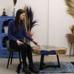 Ancient Wisdom Sky Blue Tamarind Wood & Resin Coffee Table - Image 8