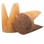 Ancient Wisdom Set of 2 Handcrafted Interlocking Albasia Wood Stool / Table – Natural - Image 3