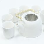 Ancient Wisdom Ceramic Herbal Teapot & 6 Matching Tea Cups – Classic White