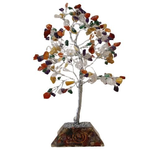 Ancient Wisdom Large Multi Stones Gemstone Tree (160 Stones) On Orgonite Base