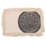 Ancient Wisdom Traditional Mandala Cushion (30x50cm) - Cream / Black