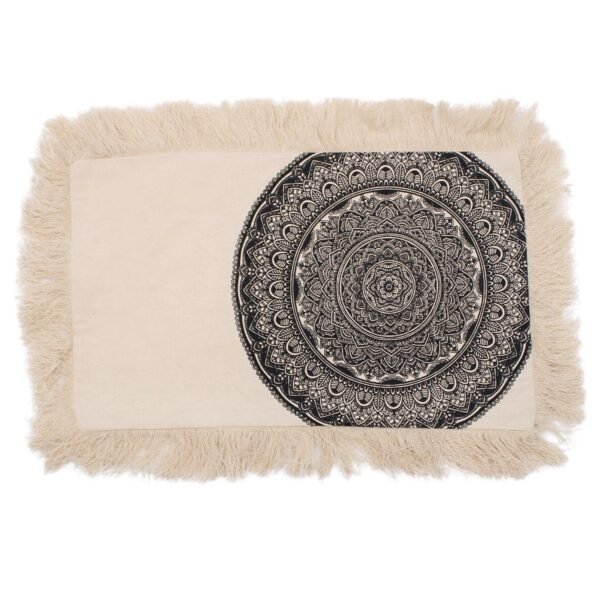 Ancient Wisdom Traditional Mandala Cushion (30x50cm) - Cream / Black