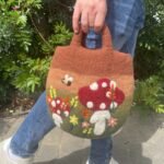Ancient Wisdom Mushroom Garden Design Felted Bag - Image 2