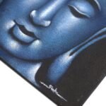 Ancient Wisdom Blue Sand Finish Buddha Painting Canvas Art - Image 2