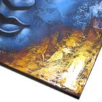 Ancient Wisdom Blue Face Abstract Buddha Painting Canvas Art - Image 2