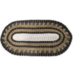 Ancient Wisdom Oval Seagrass Black, White & Tan Classic Rug - 60x120cm