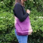 Ancient Wisdom Soft Blend Jute & Cotton Shoulder Tote Bag – Antique Fuchsia - Image 2