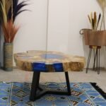 Ancient Wisdom Sky Blue Tamarind Wood & Resin Coffee Table - Image 7