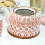 Ancient Wisdom Ceramic Herbal Teapot & 6 Matching Tea Cups – Amber - Image 2