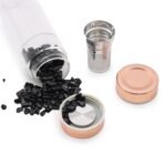 Ancient Wisdom Rose Gold Crystal Glass Tea Infuser Bottle - Onyx - Image 3
