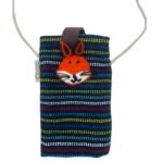 Ancient Wisdom Black & Multicolour Fox Motif Mobile Phone Holder Bag