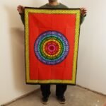 Ancient Wisdom Cotton Wall Art (70x110cm) - Rainbow Flower of Life - Image 2